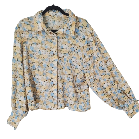OAT New York Floral Long Sleeve Woman's Blouse Size Large - Picture 1 of 10